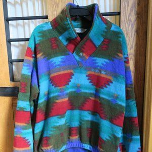 Vintage Aztec Pattern Fleece Sweater Pullover Medium